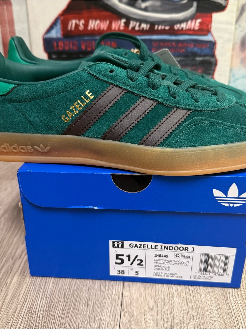 New adidas Gazelle Indoor Collegiate Green Aurora Coffee (GS) Multi Sizes